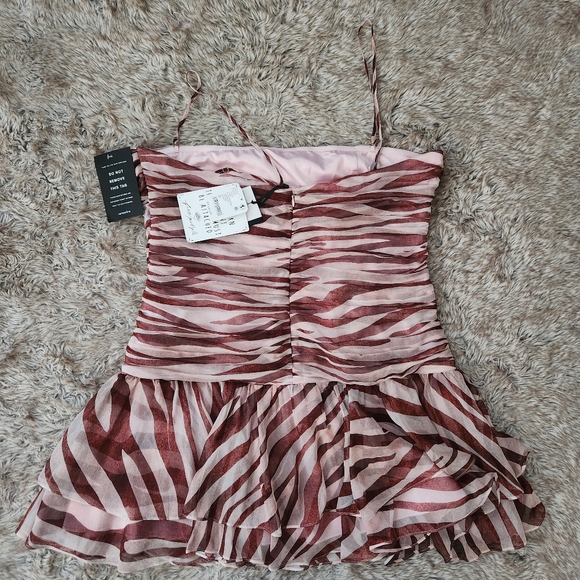 Free People Retrofete Shaniece Mini Dress‎ Earl Rose Zebra Pink Women's Size XL - Picture 9 of 13